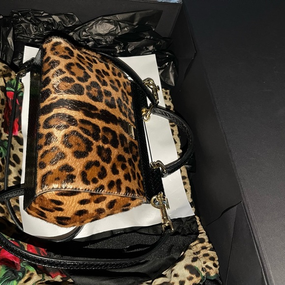 DOLCE & GABBANA Sicily Leopard Roses Pony-hair Bag  W Sequin Embroidery - Picture 14 of 15